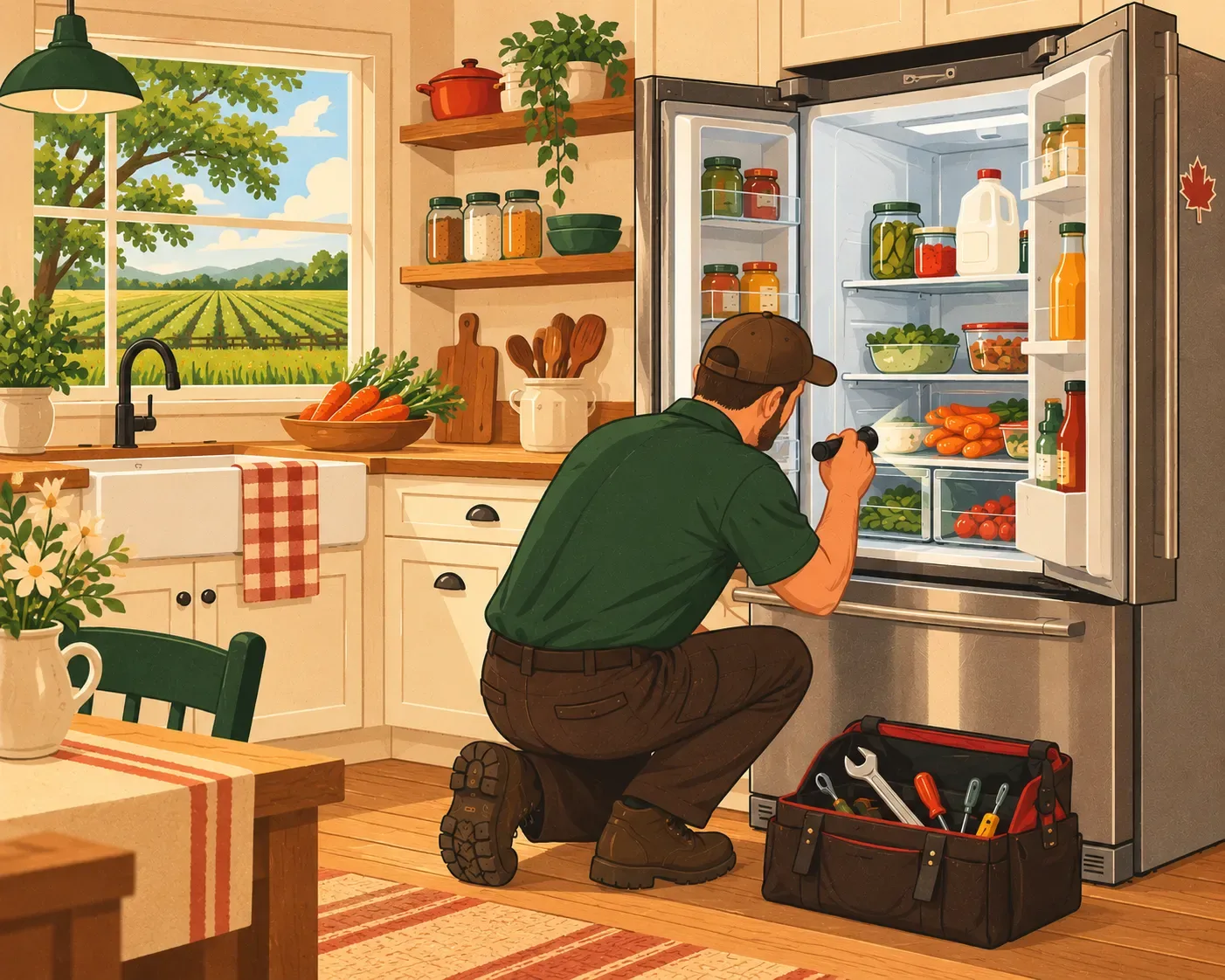 Refrigerator repair in a Bradford West Gwillimbury, Ontario kitchen