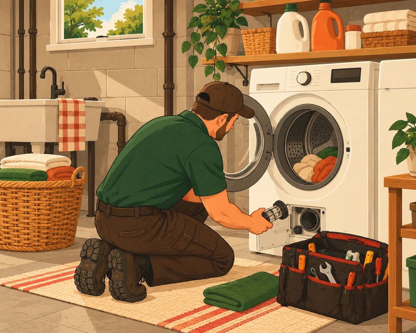 Washing machine repair in a Bradford West Gwillimbury, Ontario laundry room