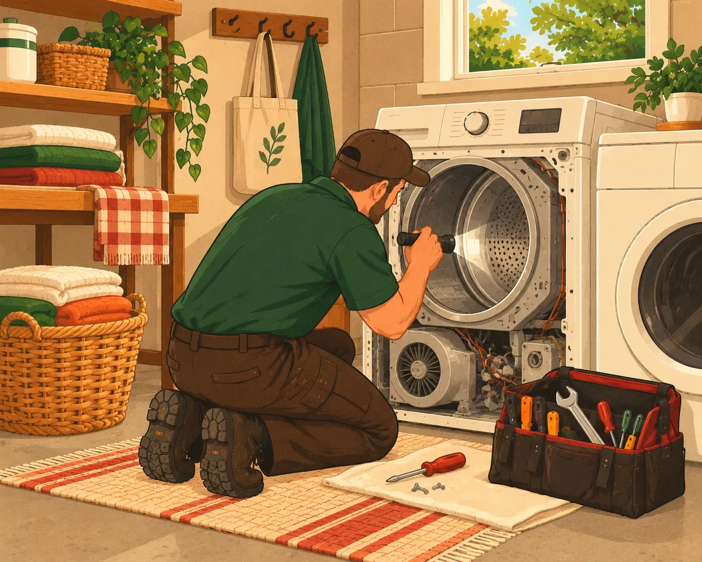 Clothes dryer repair in a Bradford West Gwillimbury, Ontario laundry room