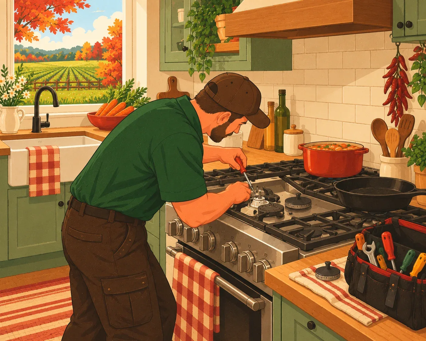 Stove and cooktop repair in a Bradford West Gwillimbury, Ontario kitchen